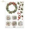  zimowe wianki, wianek, wieniec, wieńce, Winter Wreath, szyszka, szyszki, zima, Boże Narodzenie, Święta Bożego Narodzenia, choinka, prezenty, konik na biegunach, kominek, retro, miniatura, miniatury, rośliny 3D, 3D efekt, winter garland